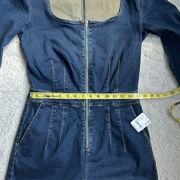 Free People CRVY High Society Denim Zip Romper - Picture 12 of 13